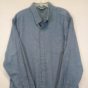 Eddie Bauer Men’s XL Blue Chambray Button Down Shirt 100% Cotton
